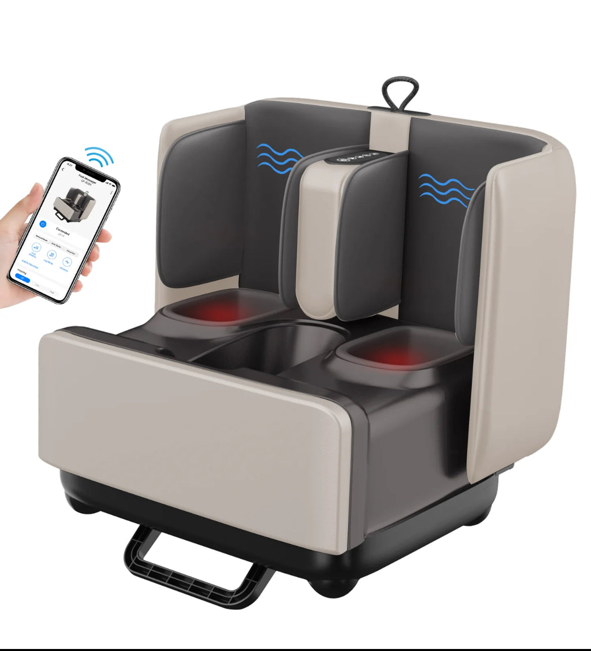 2~in~1 Heated  Ottoman Foot & Calf  Massager __ Shiatsu, Compression, Vibration, Adjustable Angle, Fits Up to Men's 13